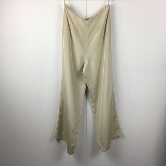 Flores & Flores 100% Silk Wide Leg Flowy Pants fully lined champagne. Size 10.